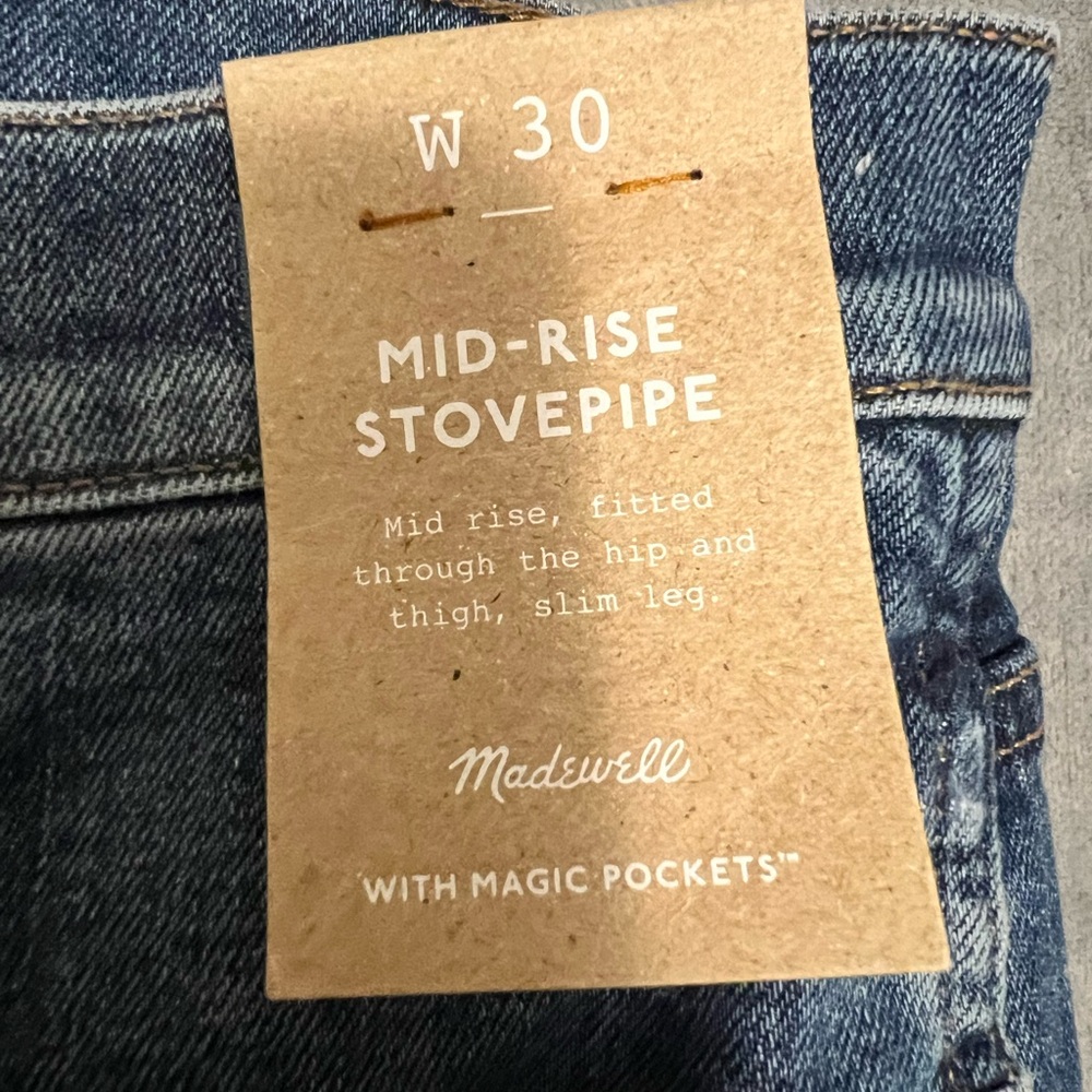NWT Madewell Blue Mid-Rise Stovepipe Jeans